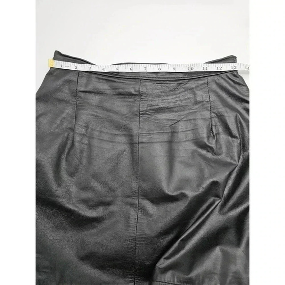 Vtg Genuine Leather Women's Size 11/12 Black Leather Skirt - Picture 5 of 8